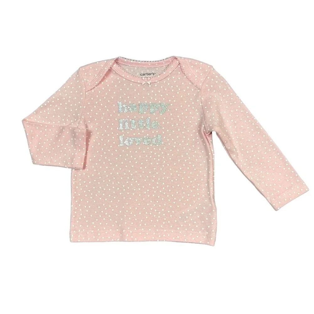 Carters Baby Girls 3pc Outfit Tops & Leggings Set Size 6 Months Pink-White-Black